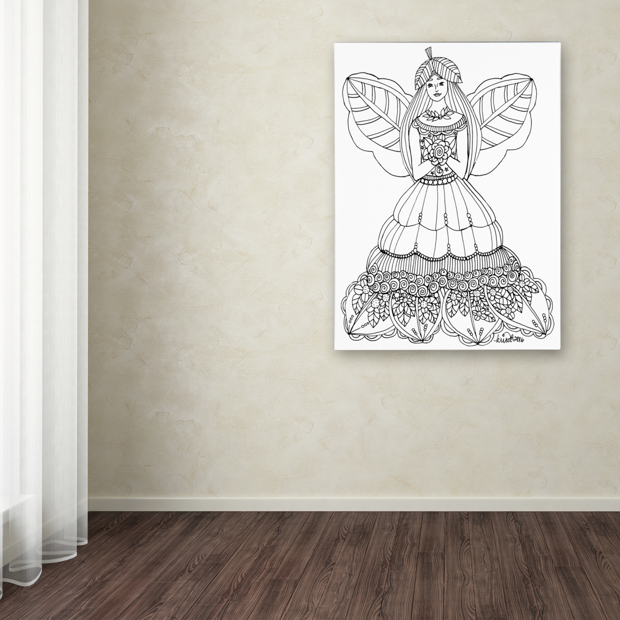 KCDoodleArt 'Fairies And Woodland Creatures 23' Canvas Wall Art 35 X 47 Inches