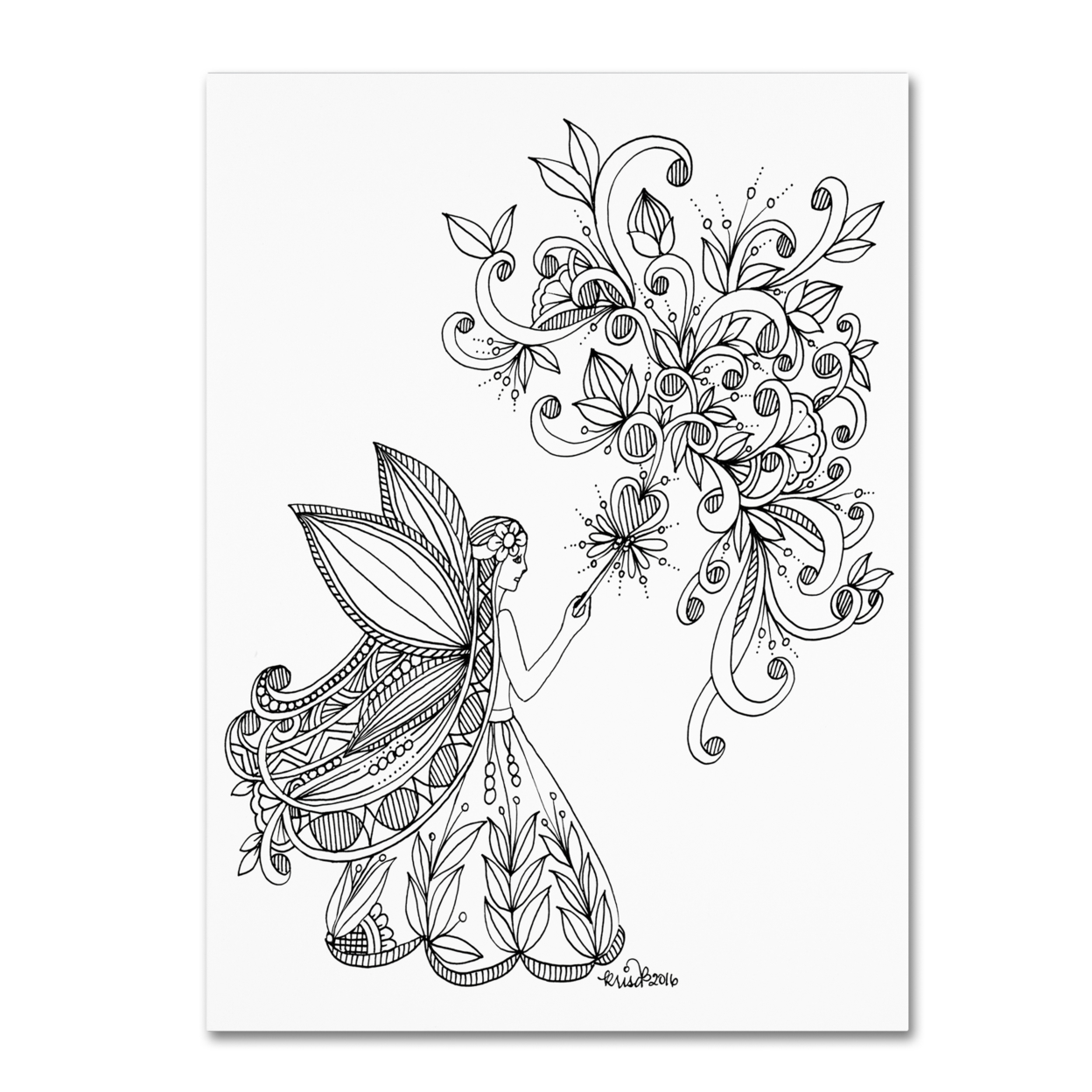 KCDoodleArt 'Fairies And Woodland Creatures 25' Canvas Wall Art 35 X 47 Inches