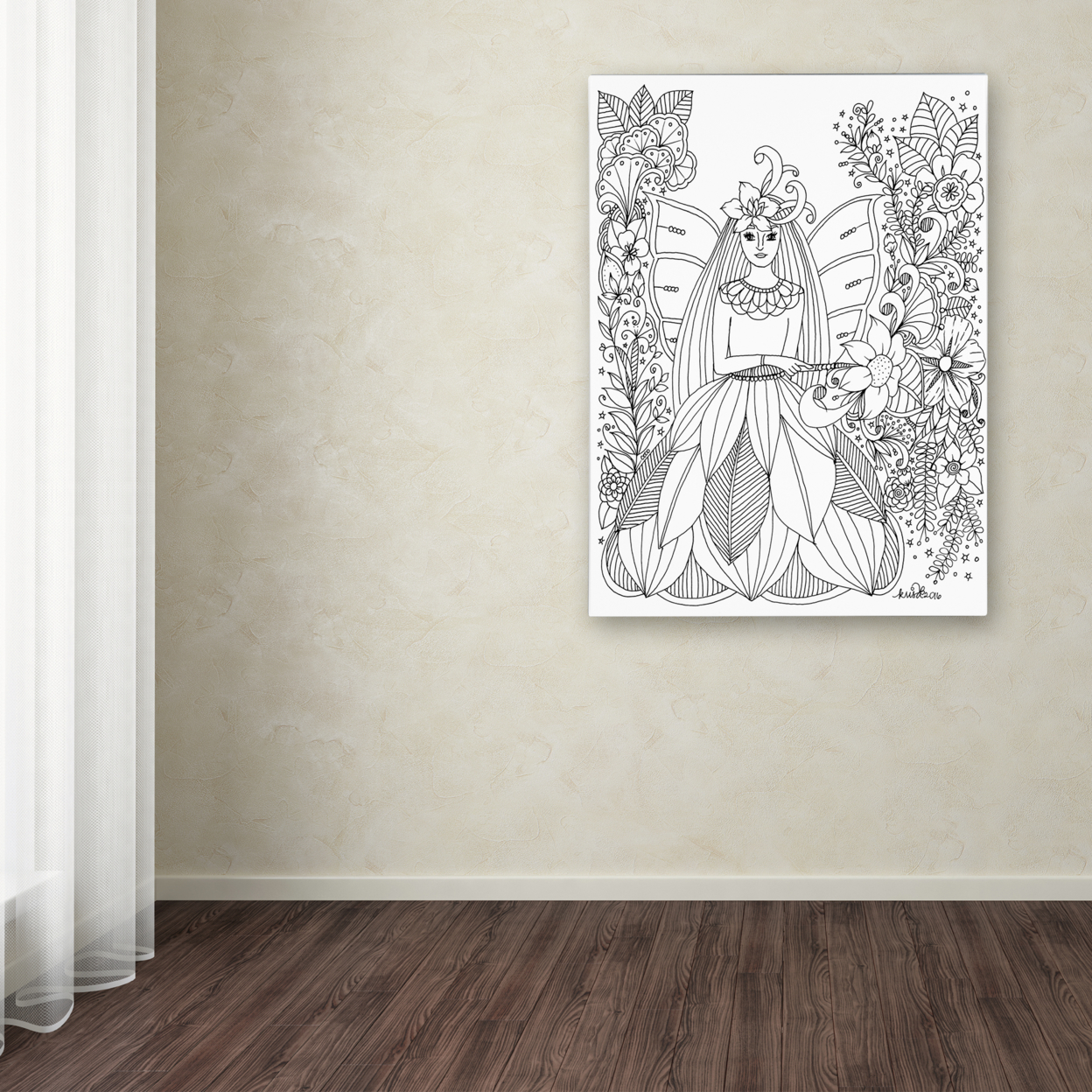 KCDoodleArt 'Fairies And Woodland Creatures 26' Canvas Wall Art 35 X 47 Inches