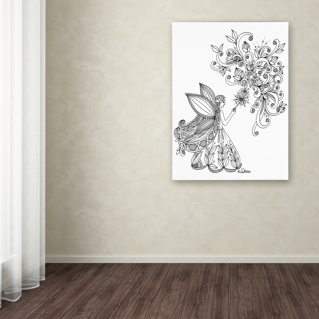 KCDoodleArt 'Fairies And Woodland Creatures 25' Canvas Wall Art 35 X 47 Inches
