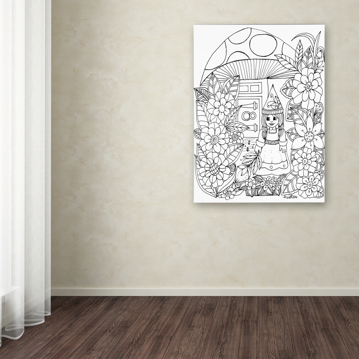 KCDoodleArt 'Fairies And Woodland Creatures 28' Canvas Wall Art 35 X 47 Inches