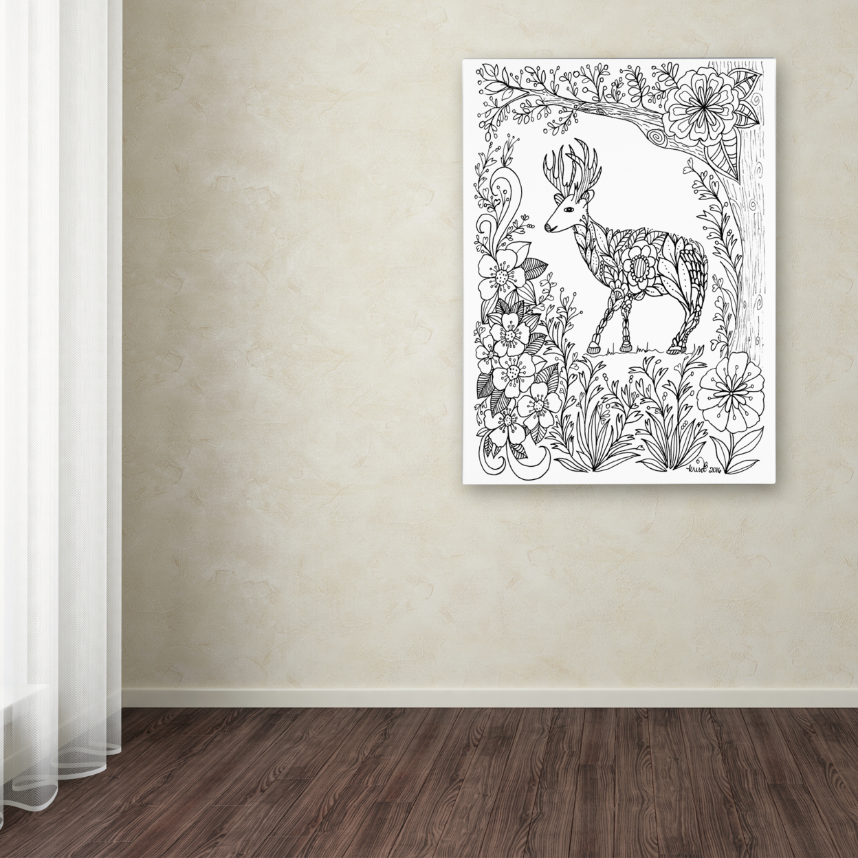 KCDoodleArt 'Fairies And Woodland Creatures 29' Canvas Wall Art 35 X 47 Inches