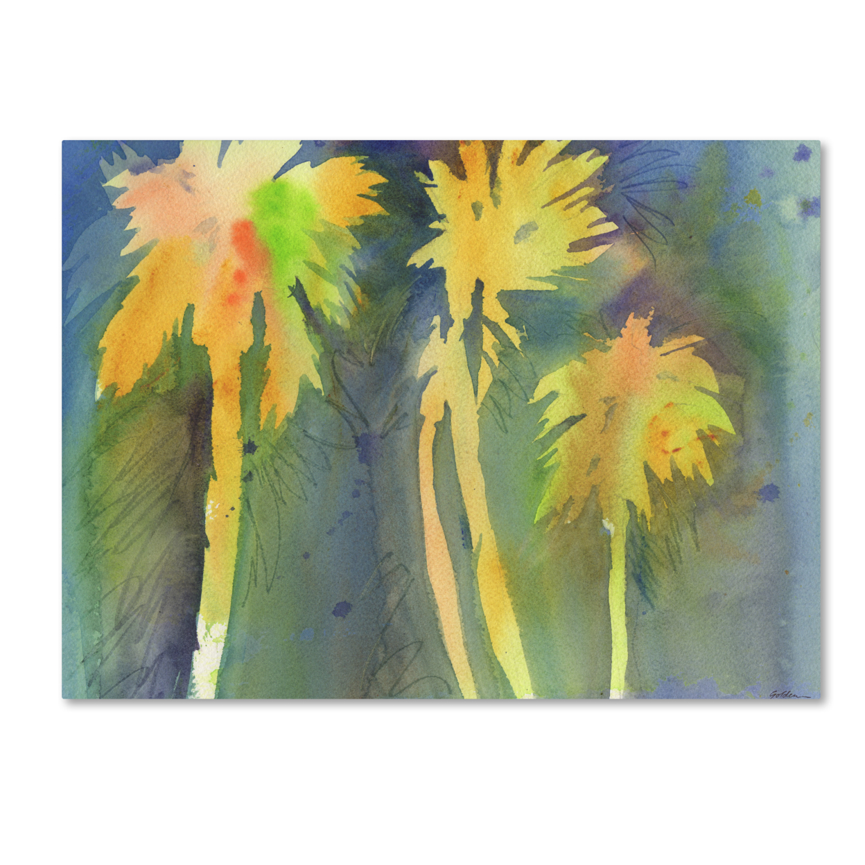 Sheila Golden 'Night Palms 3' Canvas Wall Art 35 X 47 Inches