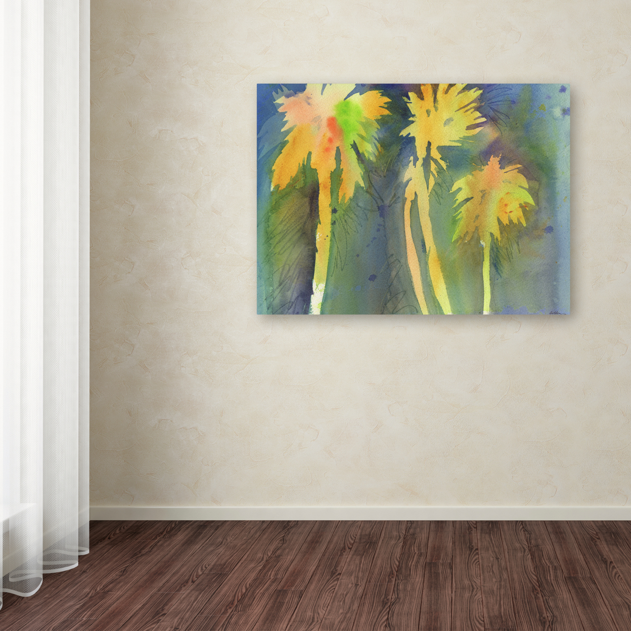 Sheila Golden 'Night Palms 3' Canvas Wall Art 35 X 47 Inches