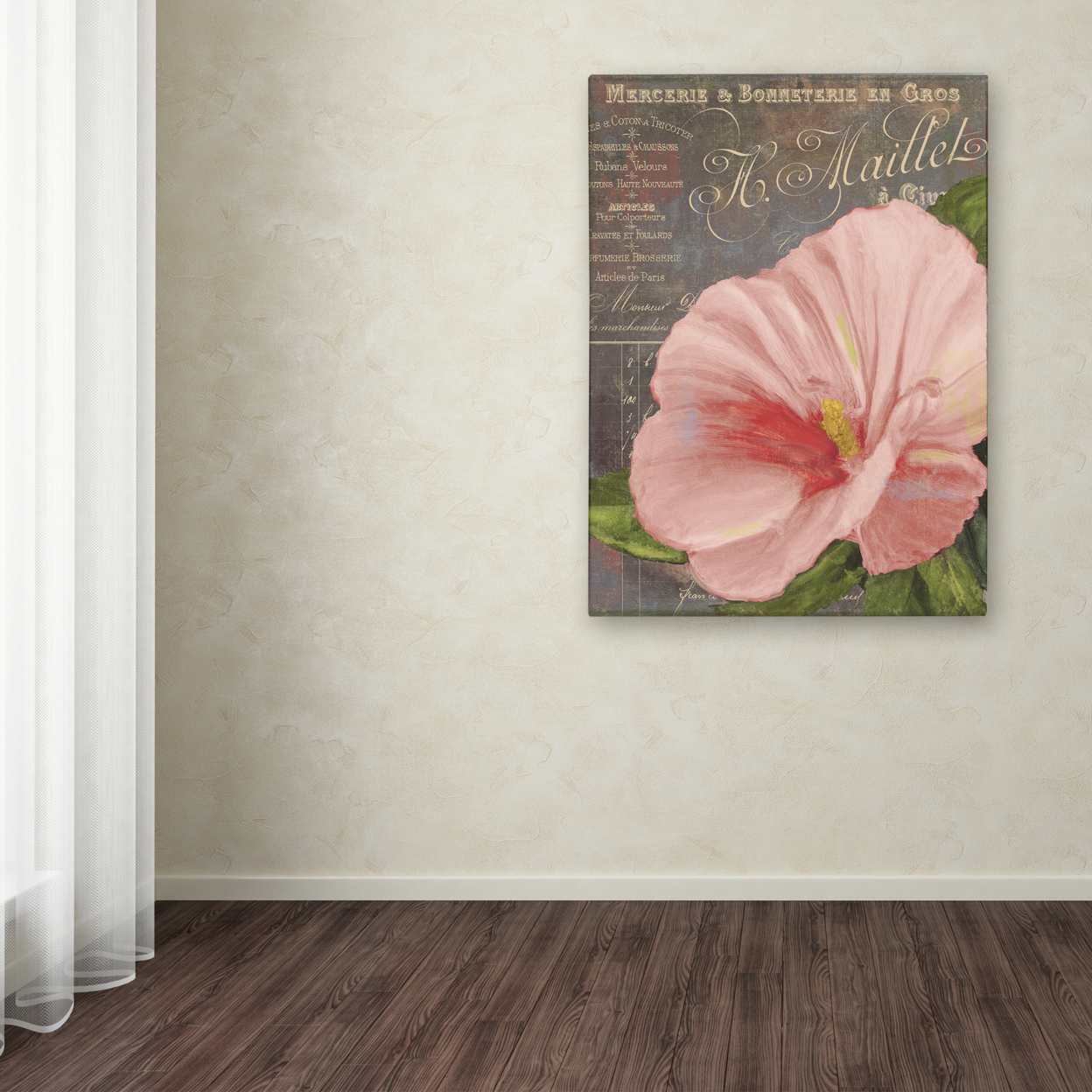 Color Bakery 'Peach Hibiscus' Canvas Wall Art 35 X 47 Inches