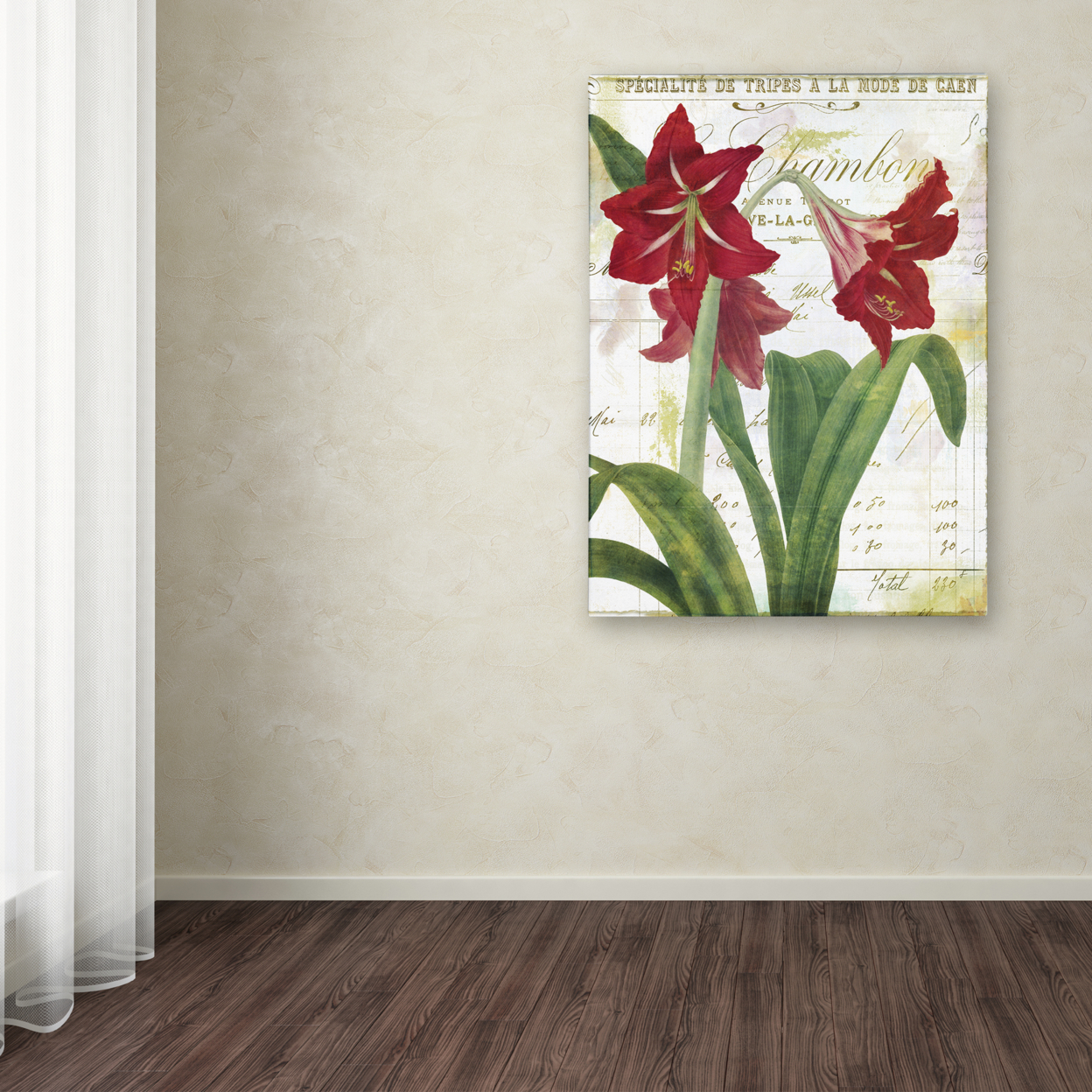 Color Bakery 'Peppermint Amaryllis' Canvas Wall Art 35 X 47 Inches