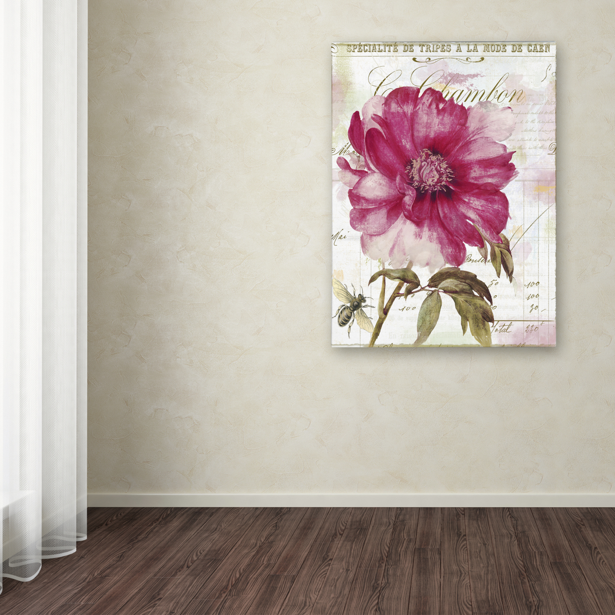 Color Bakery 'Lepink With Bee' Canvas Wall Art 35 X 47 Inches