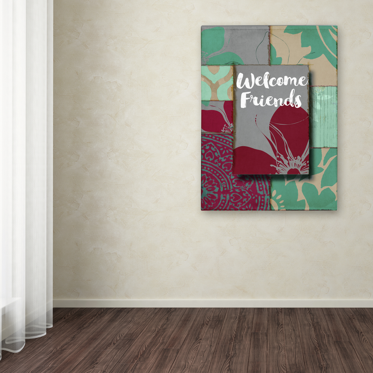 Color Bakery 'Elegant Welcome Flag' Canvas Wall Art 35 X 47 Inches
