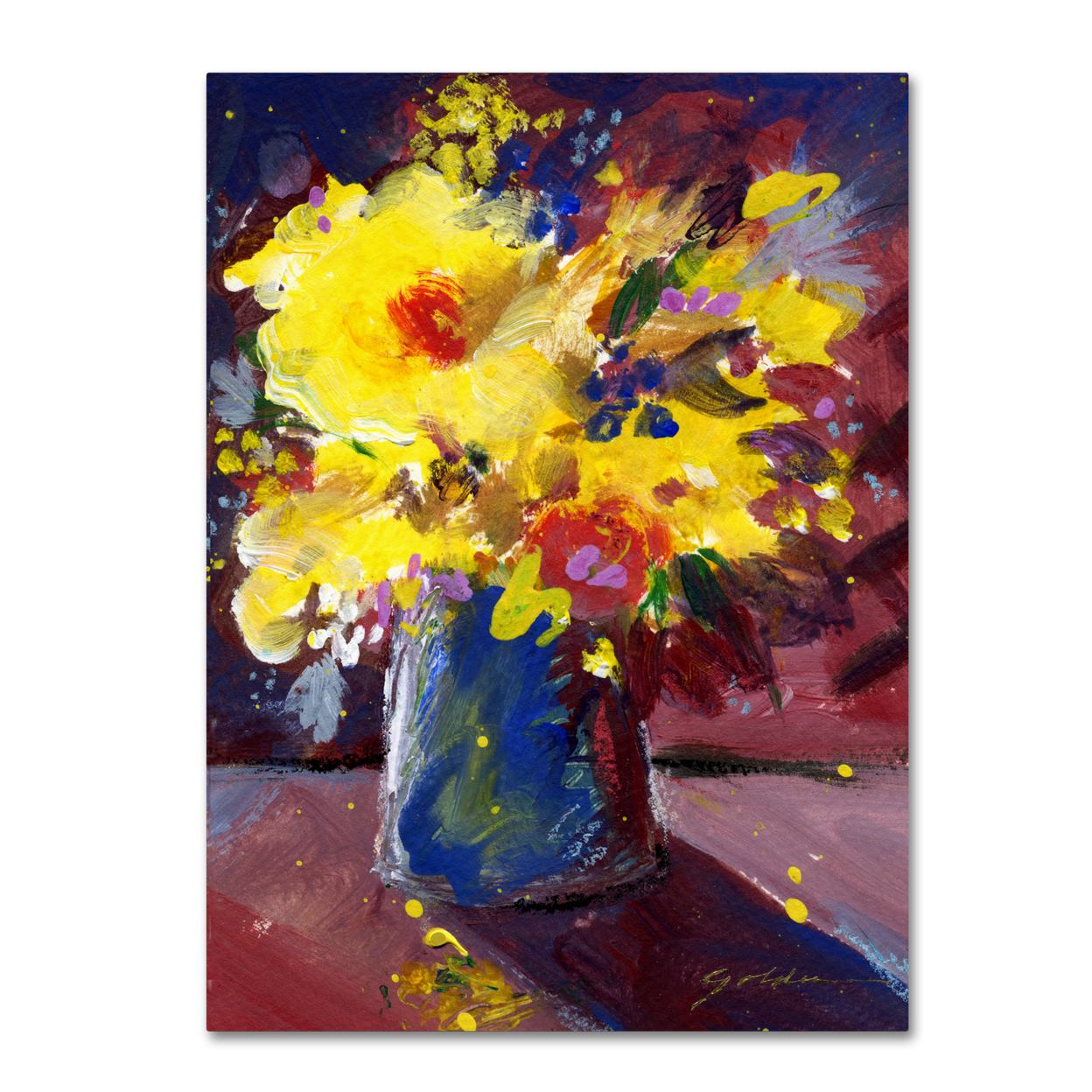 Sheila Golden 'Yellow Flowers' Canvas Wall Art 35 X 47 Inches