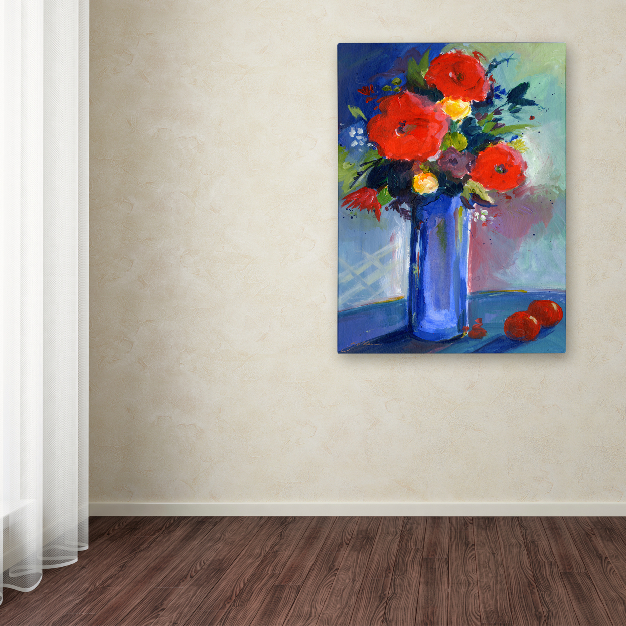 Sheila Golden 'Red Flowers' Canvas Wall Art 35 X 47 Inches
