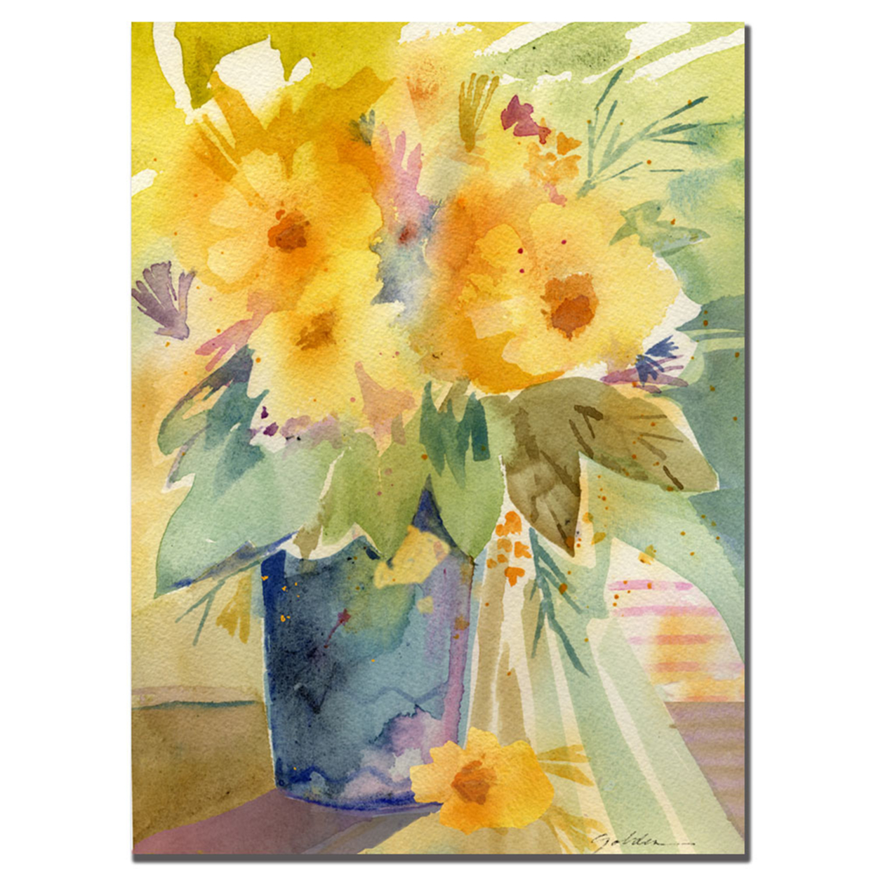 Sheila Golden 'Bouquet In Yellow' Canvas Wall Art 35 X 47 Inches