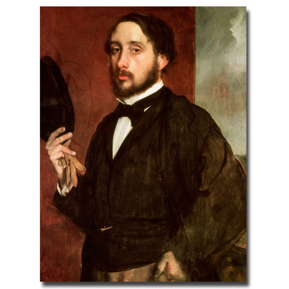 Edgar Degas 'Self Portrait, 1862' Canvas Wall Art 35 X 47 Inches