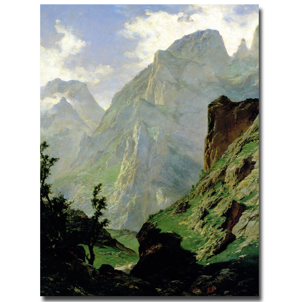 Carlos De Haes 'Mountains In Europe, 1876' Canvas Wall Art 35 X 47 Inches