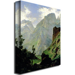 Carlos De Haes 'Mountains In Europe, 1876' Canvas Wall Art 35 X 47 Inches