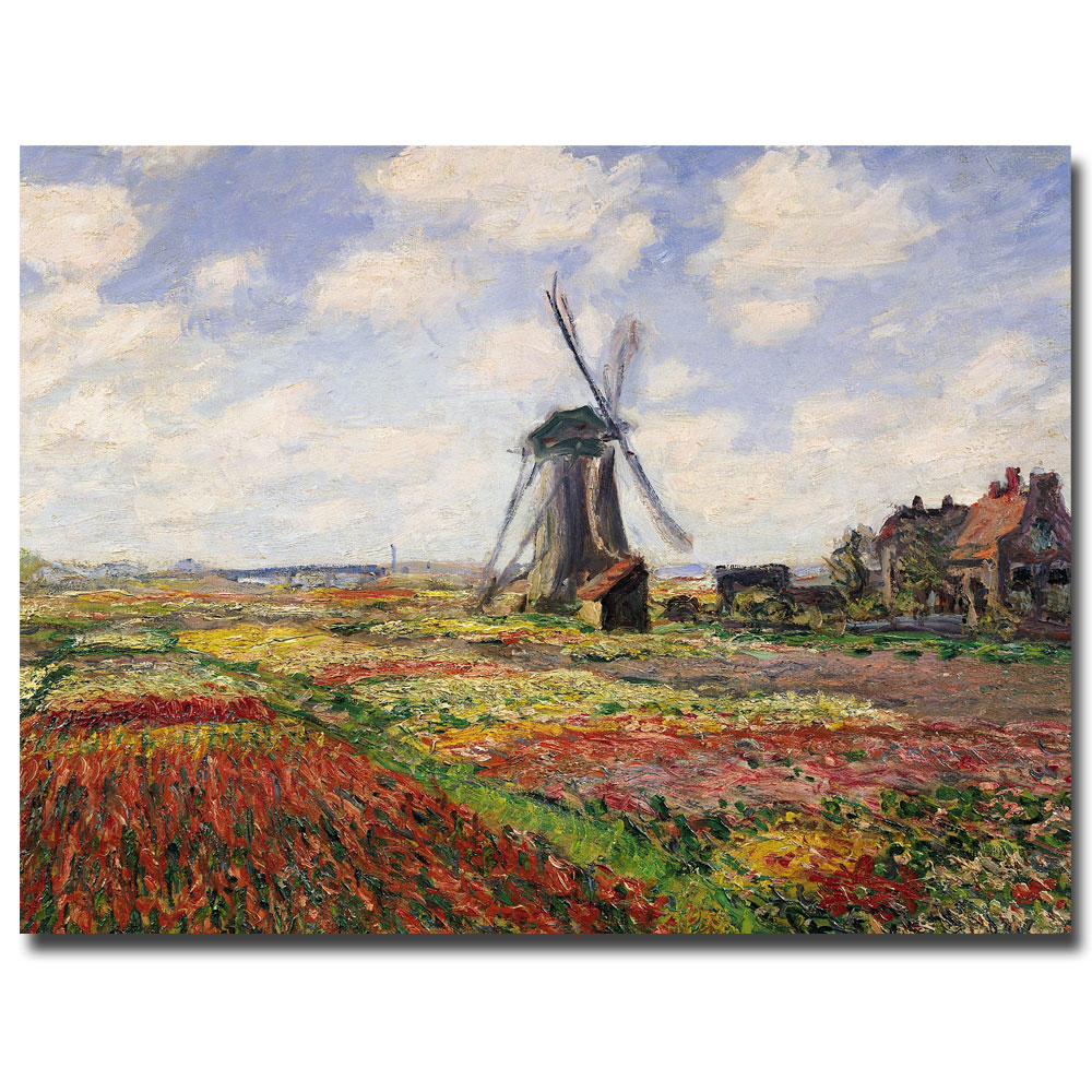 Claude Monet 'Tulip Fields With Rijnsburg Windmill, 1886' Canvas Wall Art 35 X 47