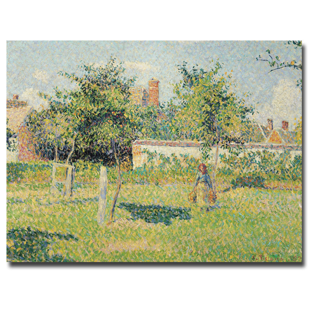 Camille Pissarro 'Woman In The Meadow At Eragny, 1887' Canvas Wall Art 35 X 47