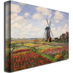 Claude Monet 'Tulip Fields With Rijnsburg Windmill, 1886' Canvas Wall Art 35 X 47