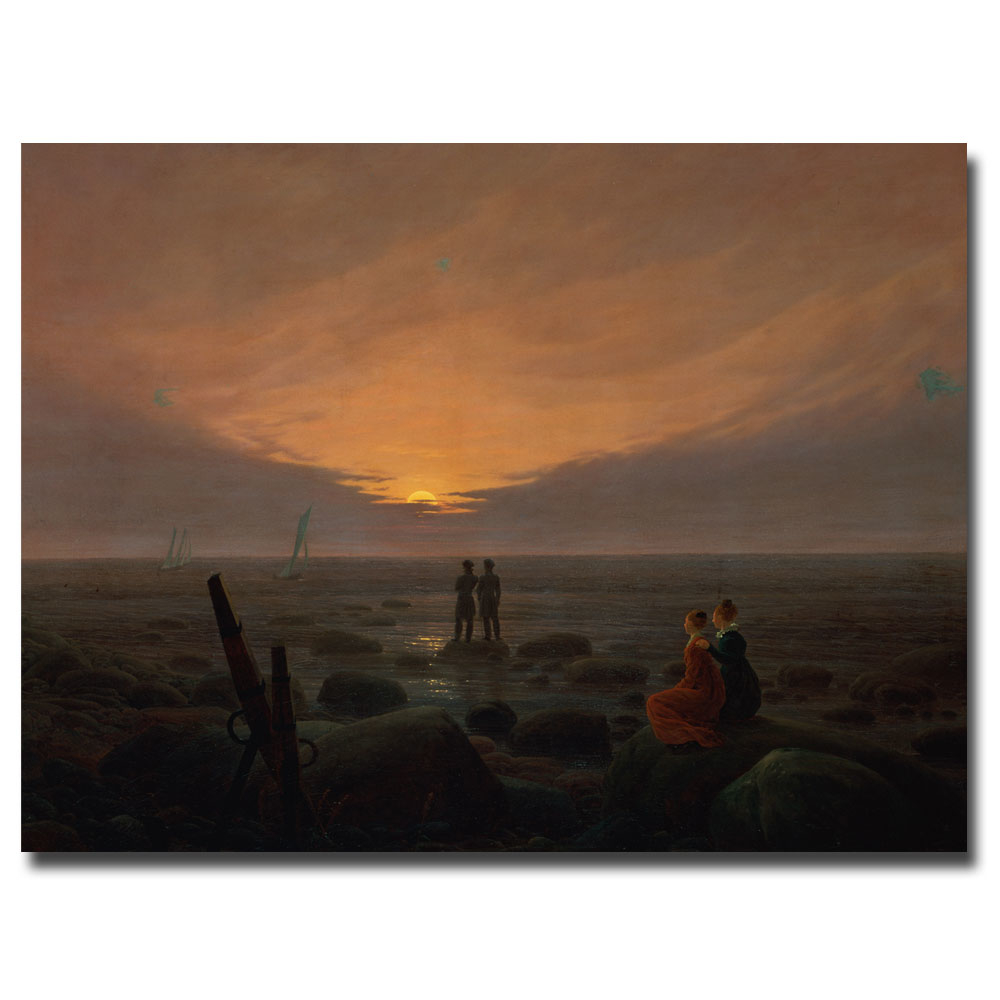 Caspar Friedrich 'Moon RIsing Over The Sea, 1821' Canvas Wall Art 35 X 47