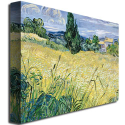 Vincent Van Gogh 'Landscape With Green Corn 1889' Canvas Wall Art 35 X 47
