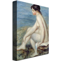 Pierre Auguste Renoir 'Seated Bather' Canvas Wall Art 35 X 47