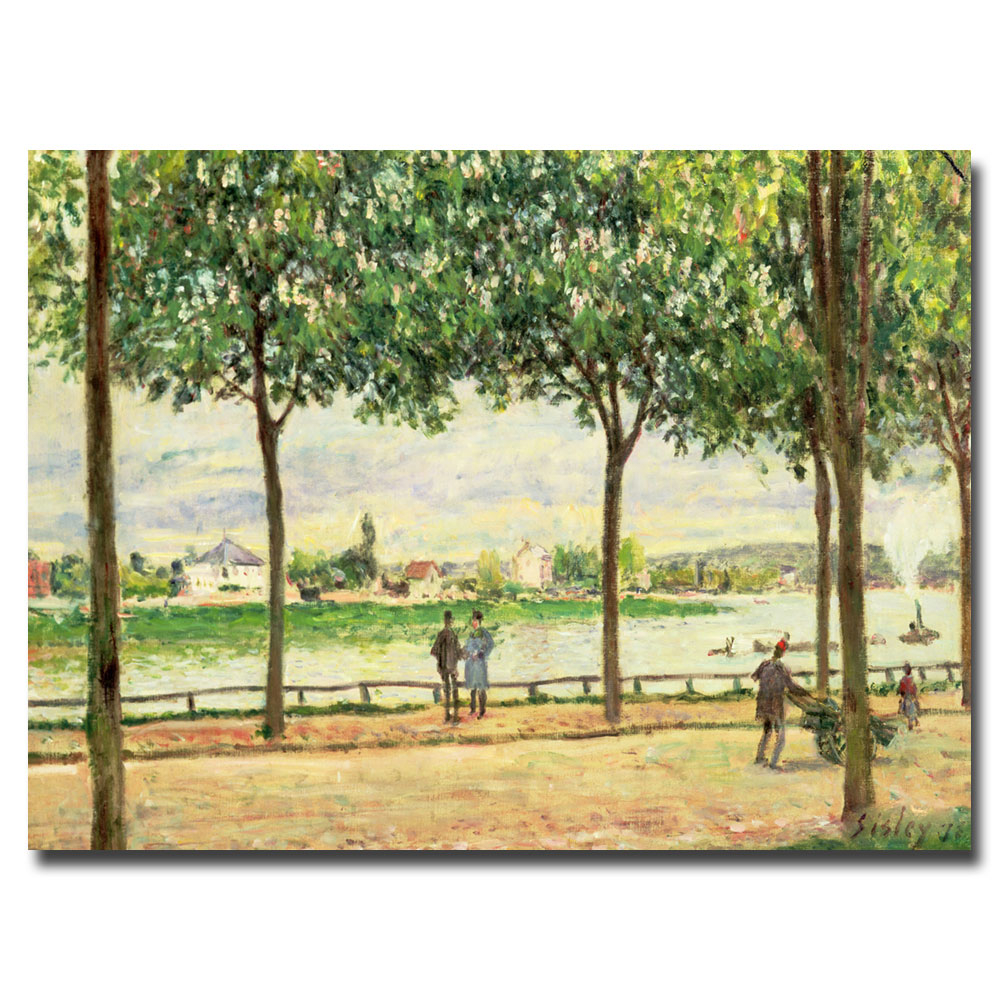 Alfred Sisley 'Spanish Chesnut Trees By The River' Canvas Wall Art 35 X 47