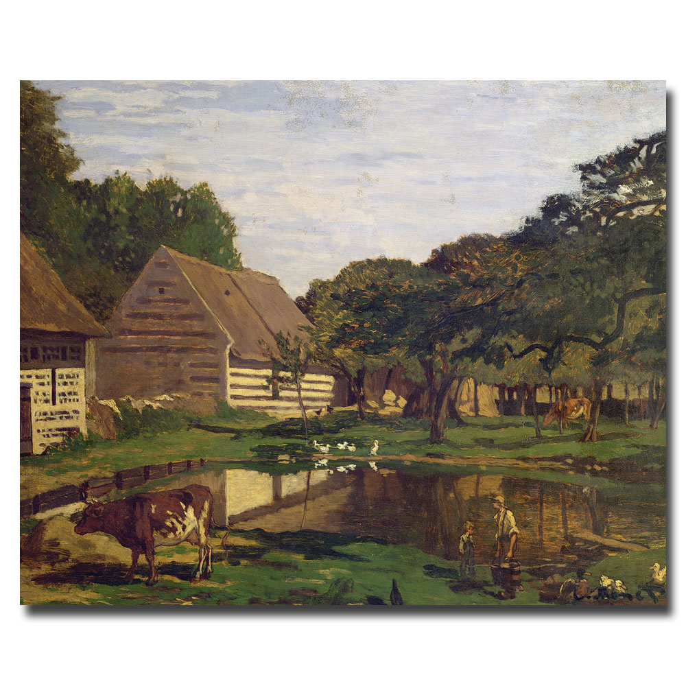 Claude Monet 'A Farmyard In Normandy 1863' Canvas Wall Art 35 X 47