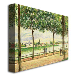 Alfred Sisley 'Spanish Chesnut Trees By The River' Canvas Wall Art 35 X 47