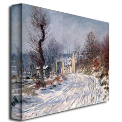 Claude Monet 'The Road Of Giverny Winter 1885' Canvas Wall Art 35 X 47
