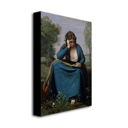 Jean Baptiste Corot 'The Reader Crowned With Flowers' Canvas Wall Art 35 X 47