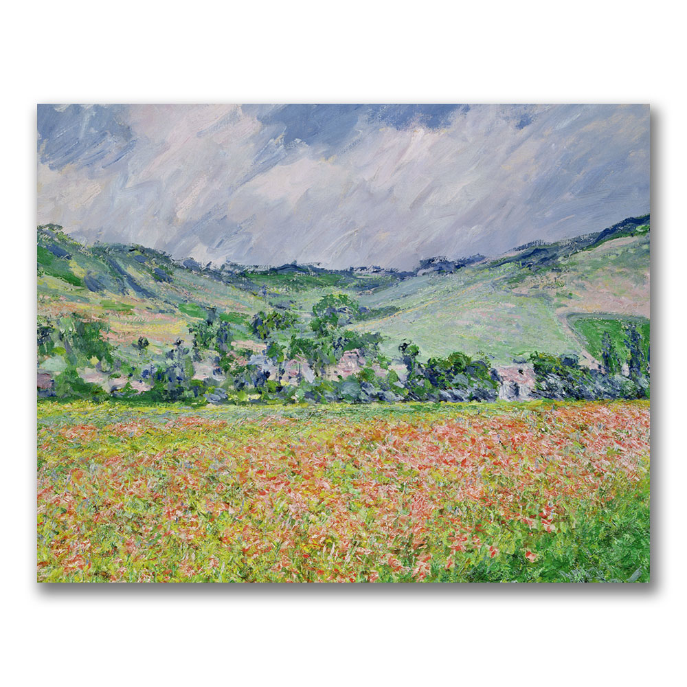Claude Monet 'THe Poppy Field Near Giverny' Canvas Wall Art 35 X 47
