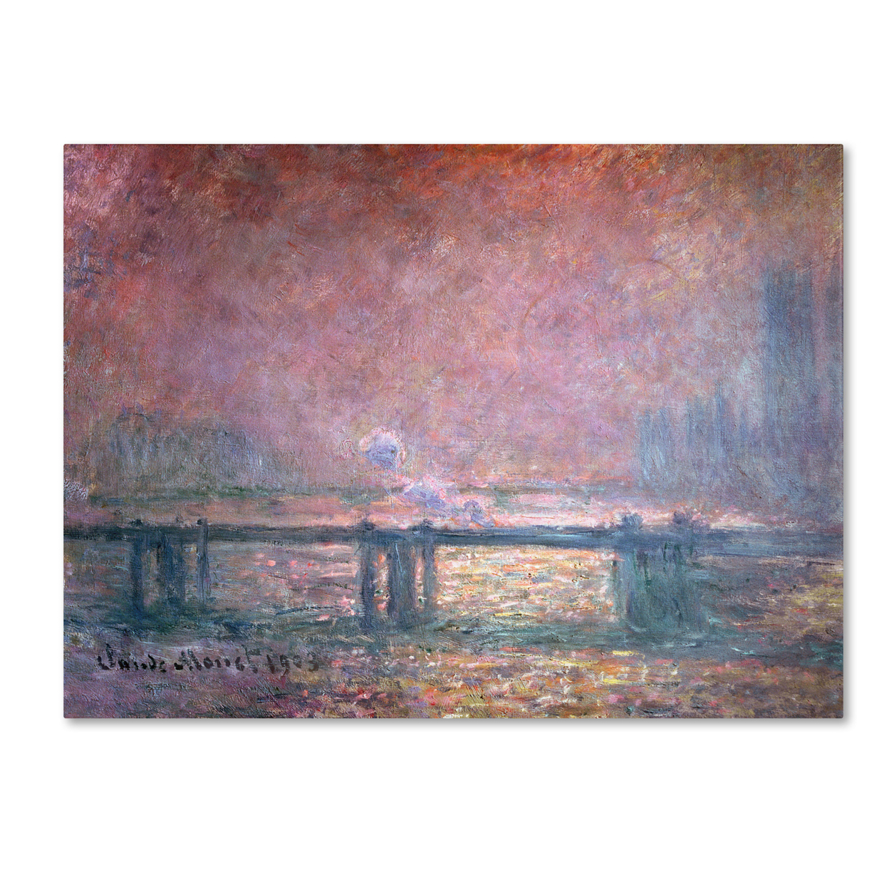 Claude Monet 'The Thames At Charing Cross' Canvas Wall Art 35 X 47