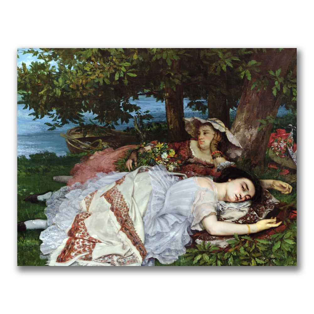 Gustave Courbet 'Girls On The Banks Of The Seine' Canvas Wall Art 35 X 47