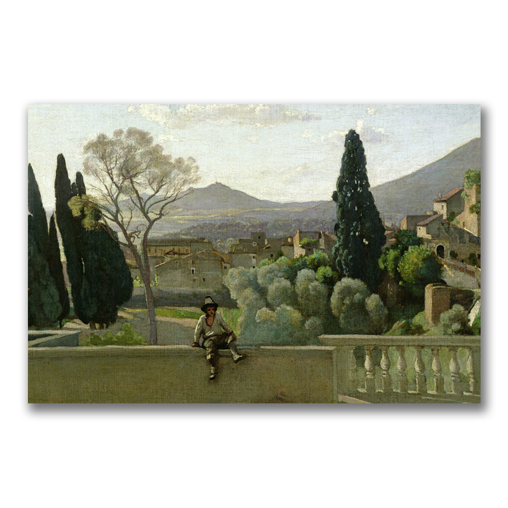 Jean Baptiste Corot 'The Gardens Of The Villa' Canvas Wall Art 35 X 47