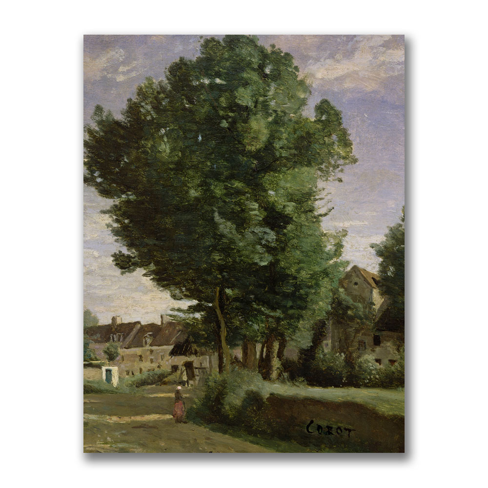 Jean Baptiste Corot 'Outskirts Of A Village' Canvas Wall Art 35 X 47