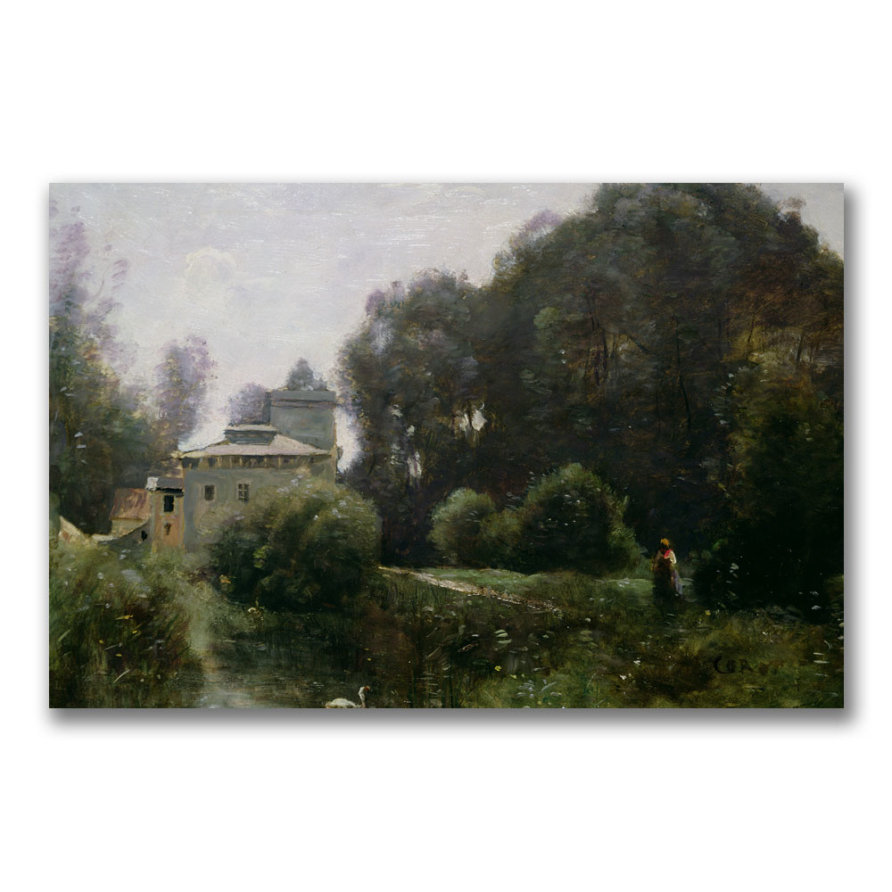 Jean Baptiste Corot 'Souvenir Of The Villa Borghese' Canvas Wall Art 35 X 47