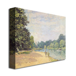 Alfred Sisley 'The Thames With Hampton Church' Canvas Wall Art 35 X 47