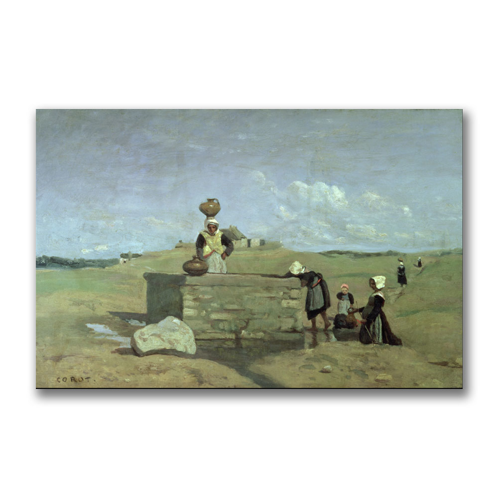 Jean Baptiste Corot 'Brenton Woman At The Well' Canvas Wall Art 35 X 47