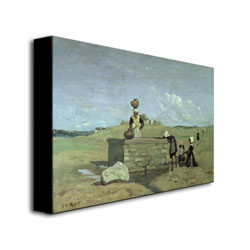 Jean Baptiste Corot 'Brenton Woman At The Well' Canvas Wall Art 35 X 47