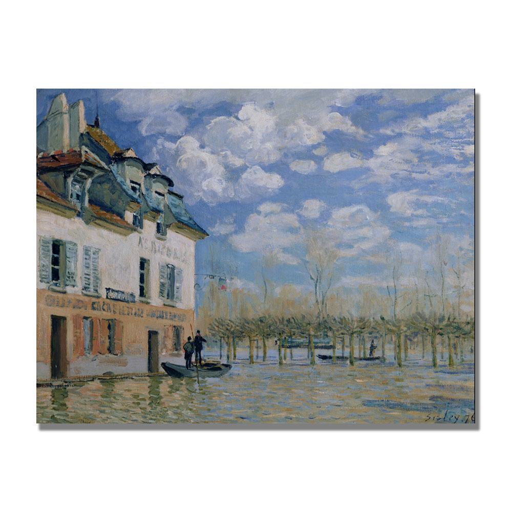 Alfred Sisley 'The Boat In The Flood' Canvas Wall Art 35 X 47