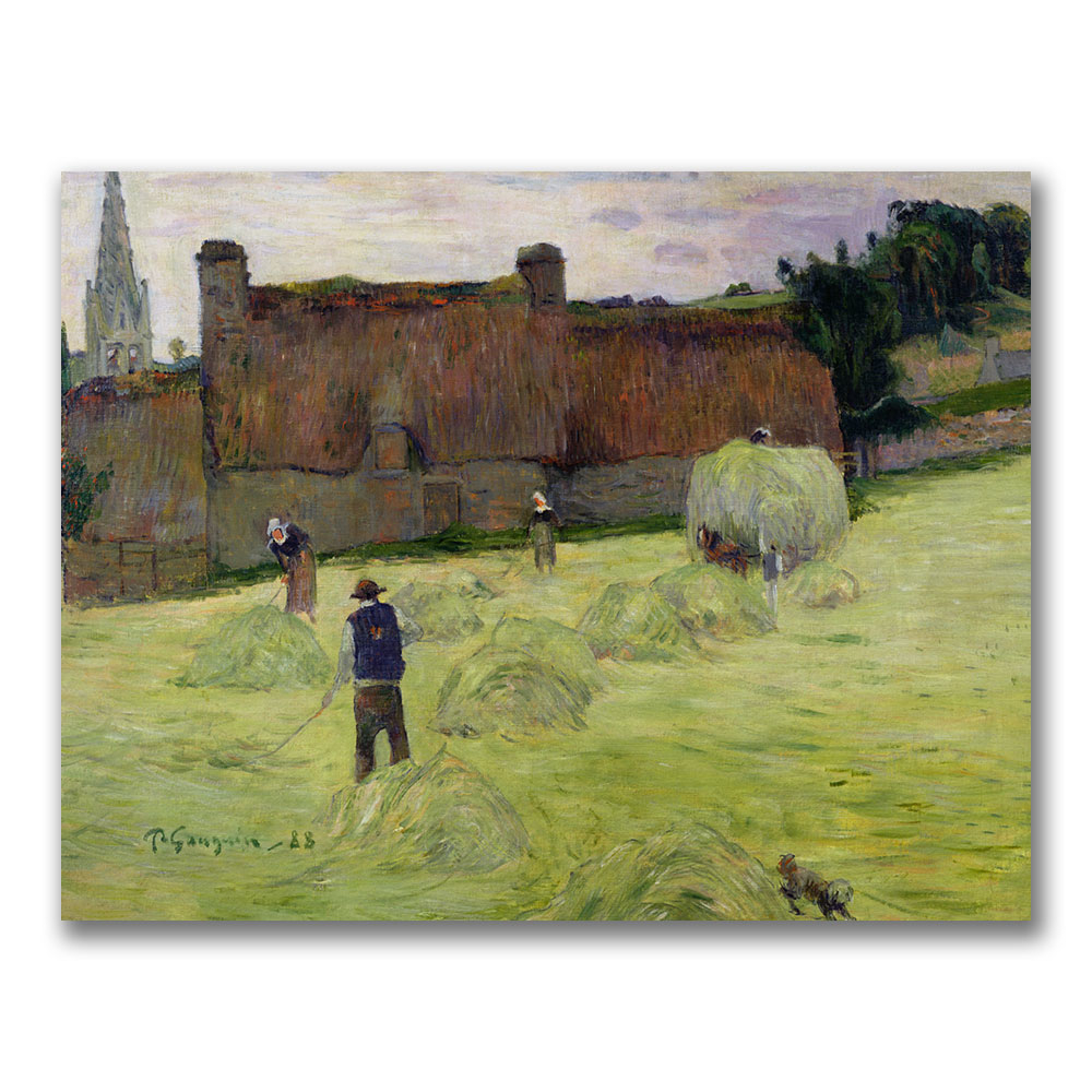 Paul Gauguin 'Haymaking In Brittany' Canvas Wall Art 35 X 47