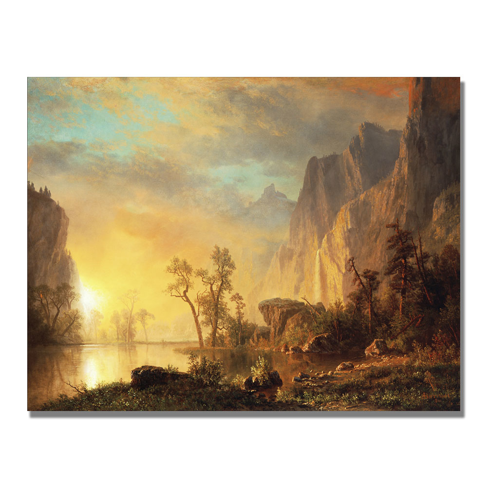 Albert Biersdant 'Sunset In The Rockies' Canvas Wall Art 35 X 47