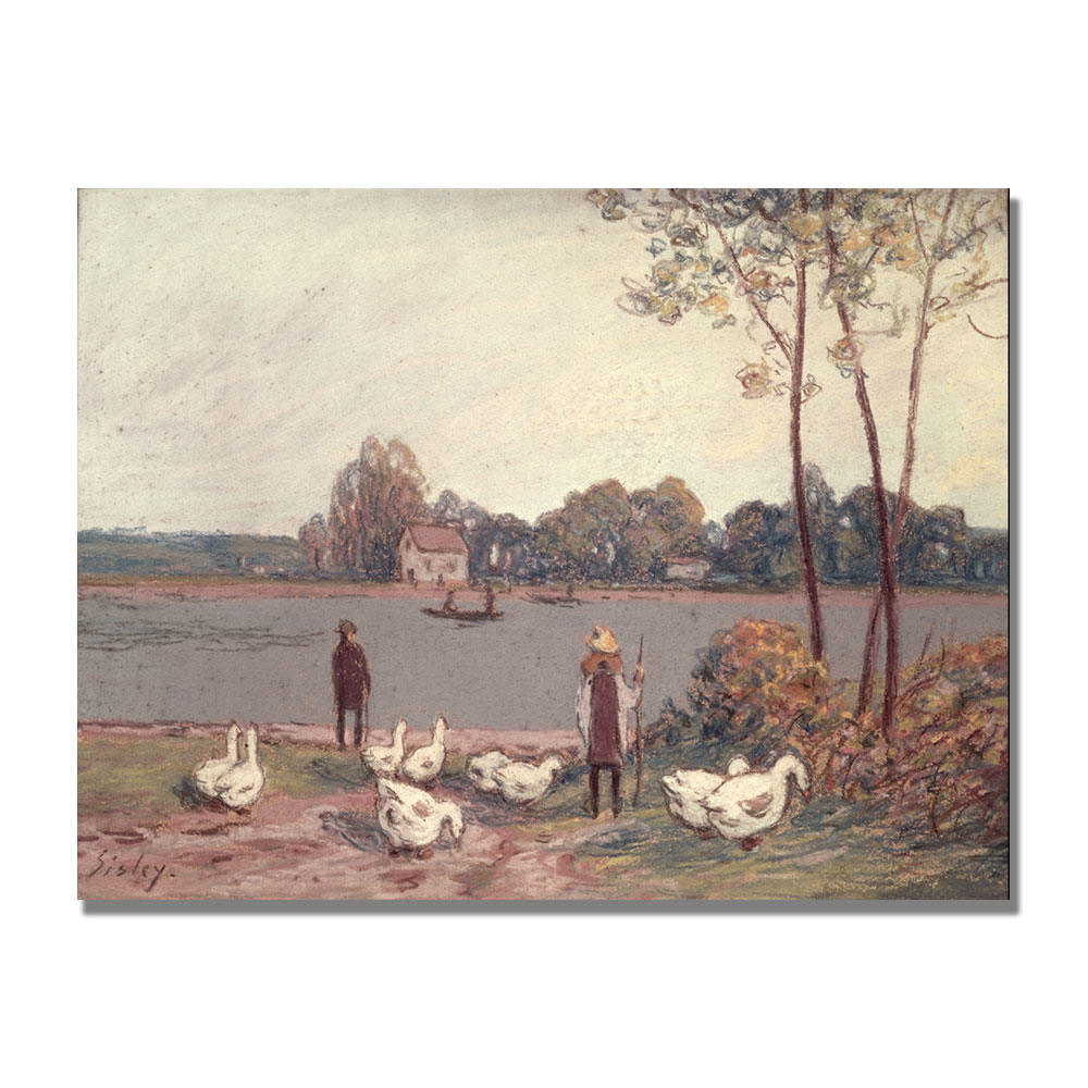 Alfred Sisley 'On The Banks Of The Loing' Canvas Wall Art 35 X 47