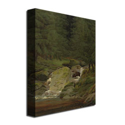 Caspar Friedrich 'Evergreens By The Waterfall' Canvas Wall Art 35 X 47