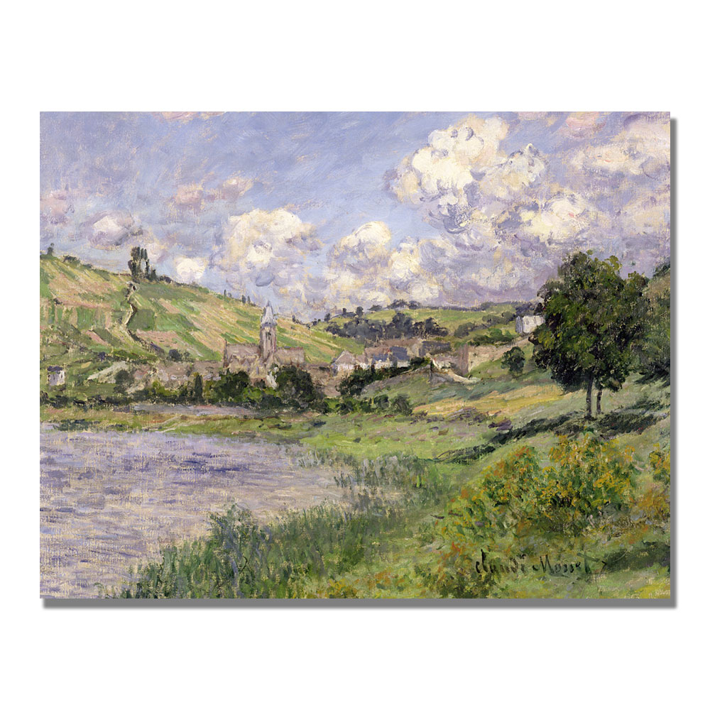 Claude Monet 'Landscape Vetheuil 1879' Canvas Wall Art 35 X 47