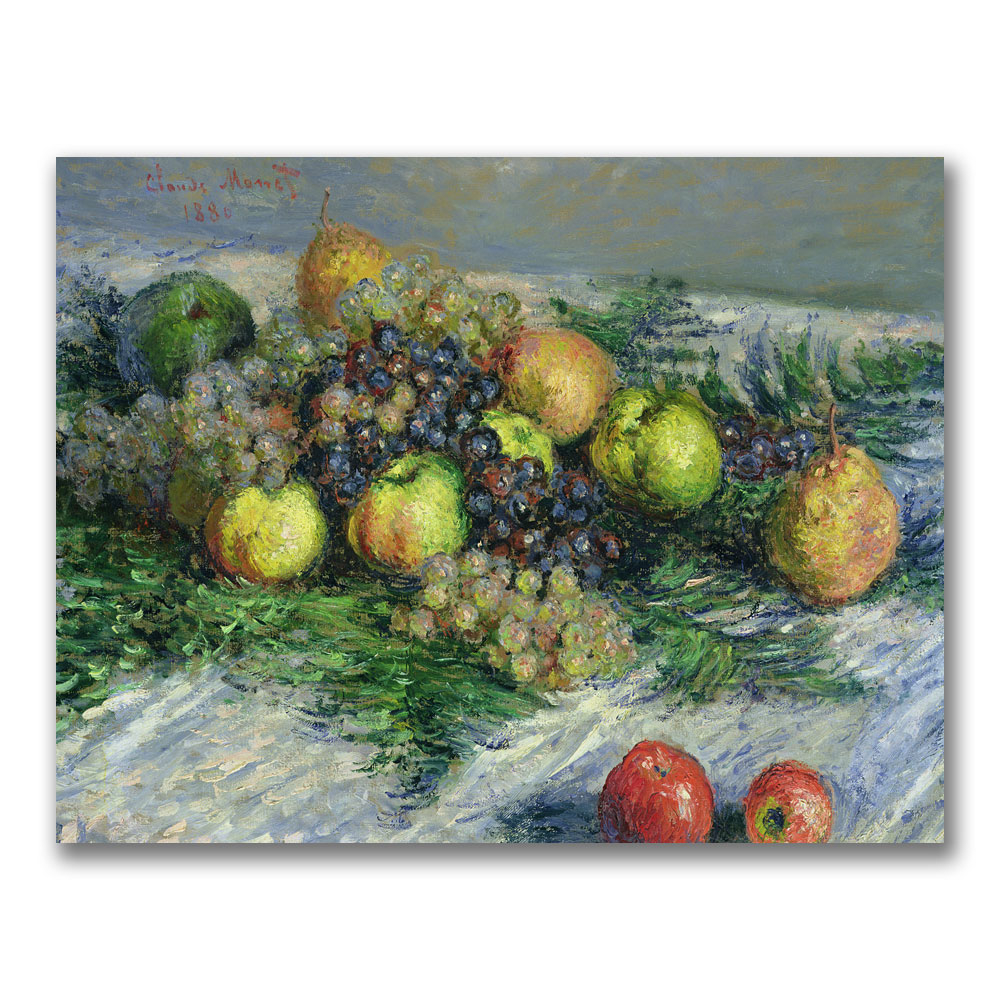 Claude Monet 'Still Life With Pears And Grapes' Canvas Wall Art 35 X 47