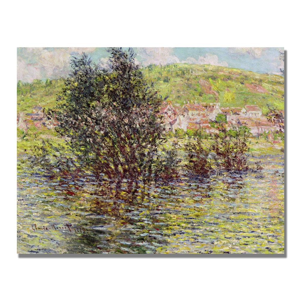 Claude Monet 'Vetheuil View From Lavacourt' Canvas Wall Art 35 X 47