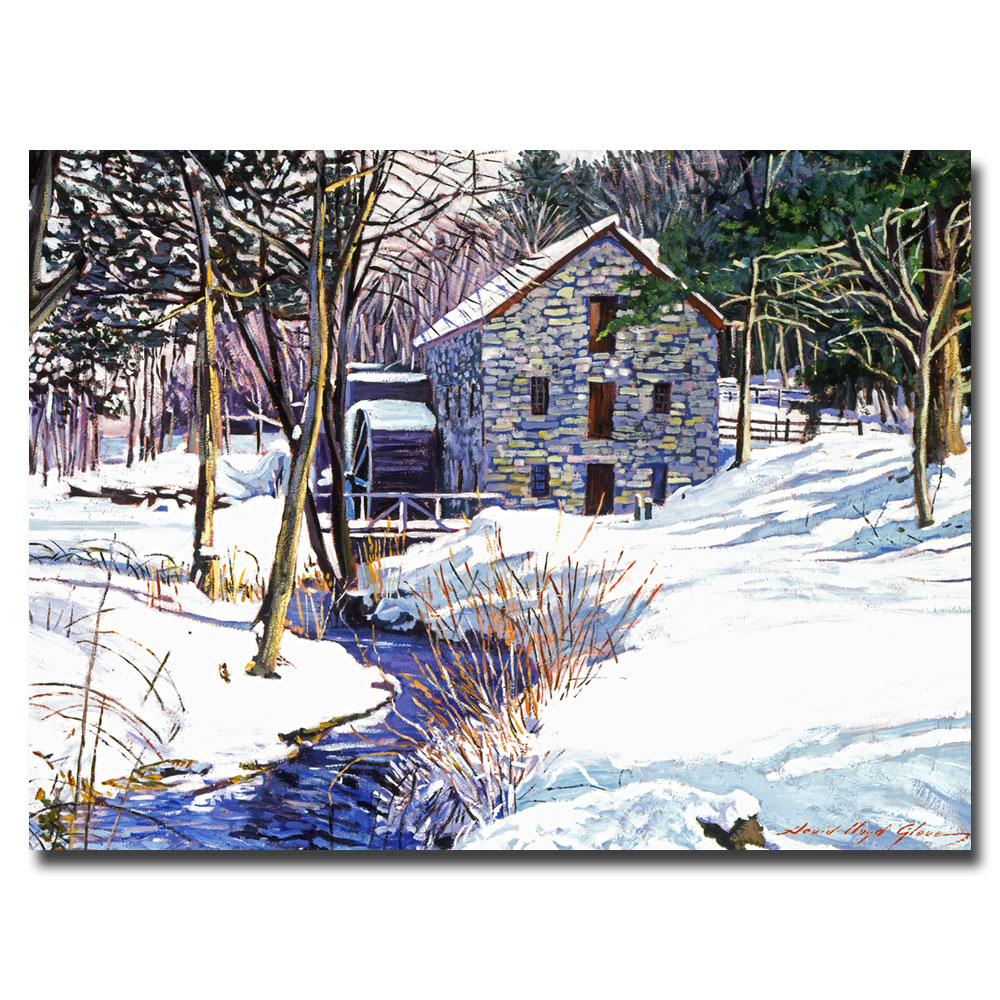 David Lloyd Glover 'Snow Mill' Canvas Wall Art 35 X 47