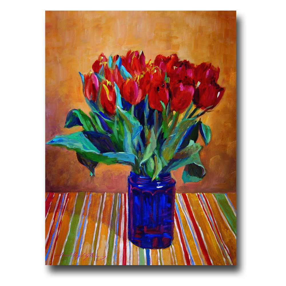 David Lloyd Glover 'Tulips In Blue Glass' Canvas Wall Art 35 X 47