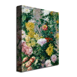 Gustave Cailebotte 'White And Yellow Chrysanthemums' Canvas Wall Art 35 X 47