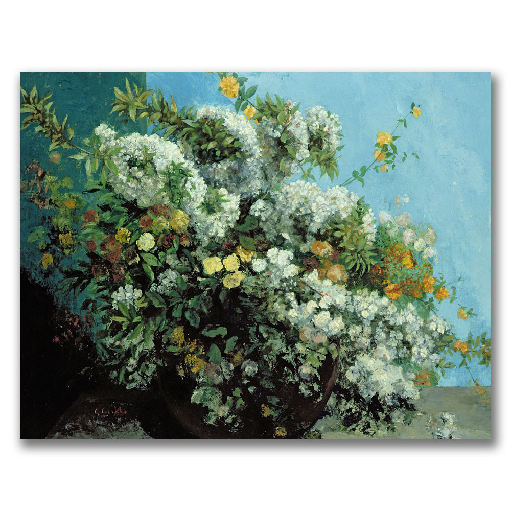 Gustave Courbet 'Flowering Branches And Flowers' Canvas Wall Art 35 X 47